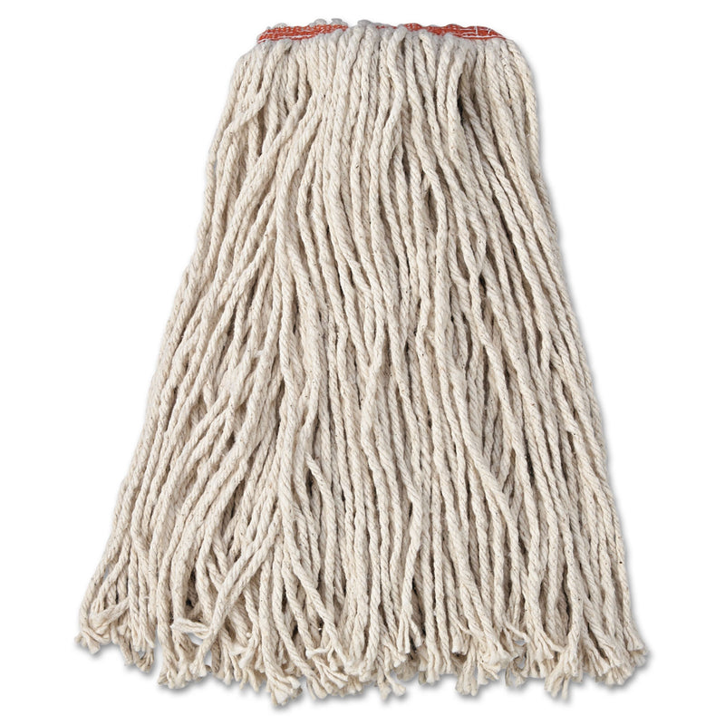 Rubbermaid Premium Cut-End Cotton Wet Mop Head, 16Oz, White, 1" Orange Band, 12/Carton - RCPF11612