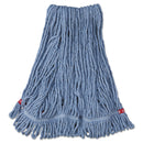 Rubbermaid Web Foot Wet Mop Head, Shrinkless, Cotton/Synthetic, Blue, Medium, 6/Carton - RCPA212BLU