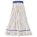 Boardwalk Super Loop Wet Mop Head, Cotton/Synthetic Fiber, 5" Headband, X-Large Size, White, 12/Carton - BWK504WH