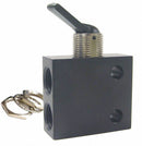Pneumadyne 2.1 inL Aluminum / Brass 3-Way, FNPT Toggle Valve with Spring Return Toggle Handle - C040403