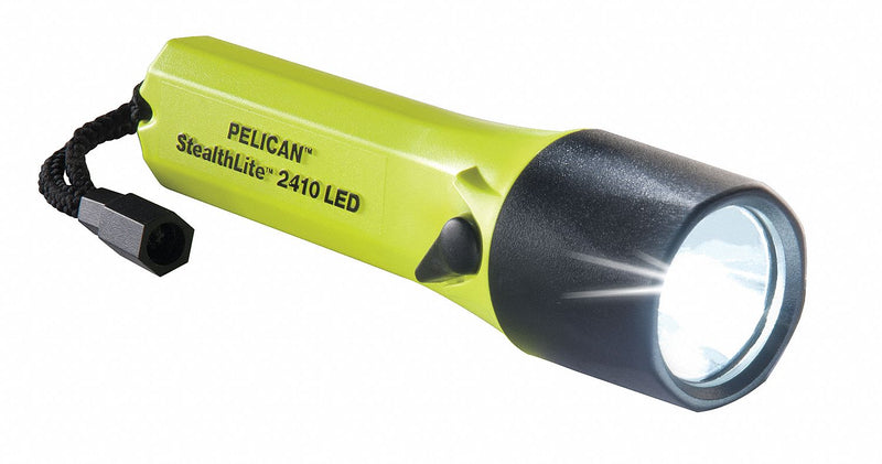 Pelican Industrial LED Handheld Flashlight, Plastic, Maximum Lumens Output: 126, Yellow - 2410