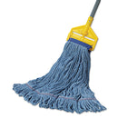Boardwalk Super Loop Wet Mop Head, Cotton/Synthetic Fiber, 5" Headband, X-Large Size, Blue, 12/Carton - BWK504BL