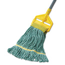 Boardwalk Super Loop Wet Mop Head, Cotton/Synthetic Fiber, 5" Headband, Small Size, Green, 12/Carton - BWK501GN