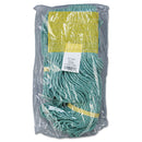 Boardwalk Super Loop Wet Mop Head, Cotton/Synthetic Fiber, 5" Headband, Small Size, Green, 12/Carton - BWK501GN