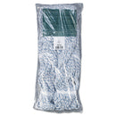 Boardwalk Mop Head, Floor Finish, Wide, Rayon/Polyester, Medium, White/Blue, 12/Carton - BWK552