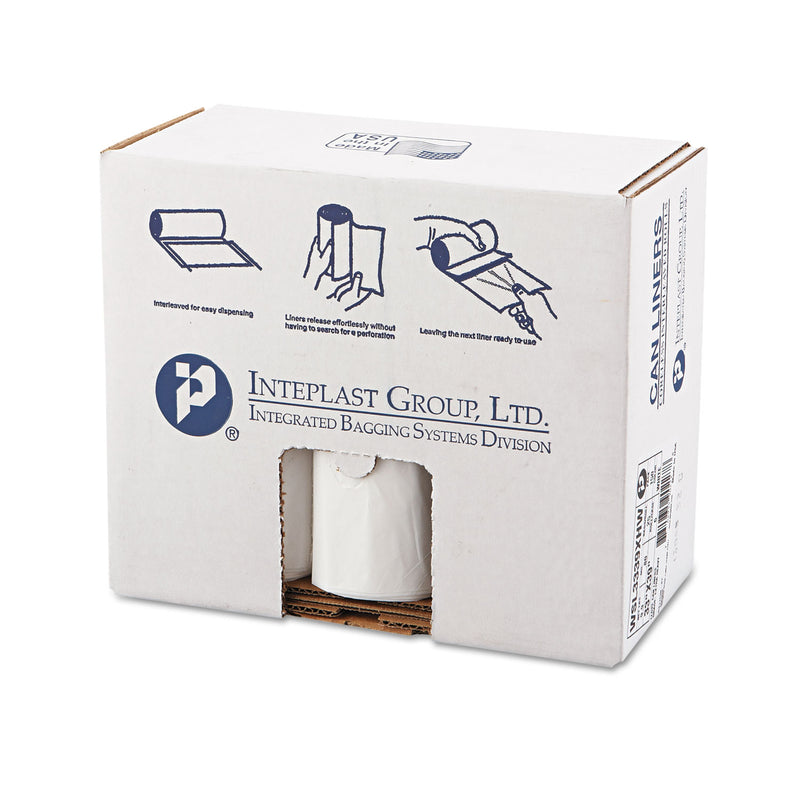 Inteplast Low-Density Commercial Can Liners, 33 Gal, 0.8 Mil, 33" X 39", White, 150/Carton - IBSSL3339XHW