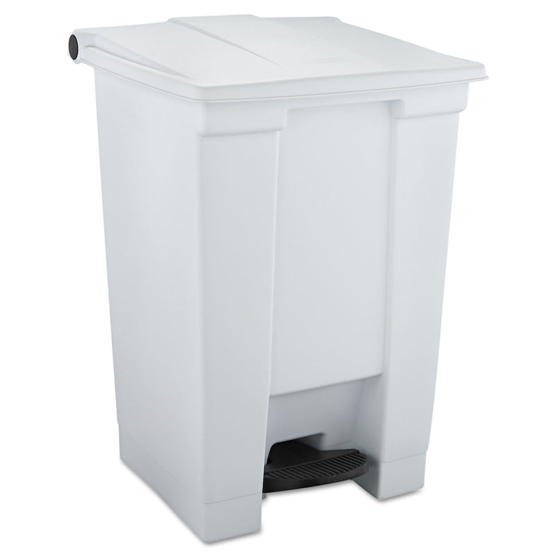 Rubbermaid Indoor Utility Step-On Waste Container, Square, Plastic, 12 Gal, White - RCP6144WHI