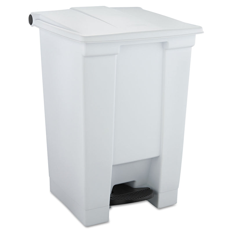 Rubbermaid Indoor Utility Step-On Waste Container, Square, Plastic, 12 Gal, White - RCP6144WHI
