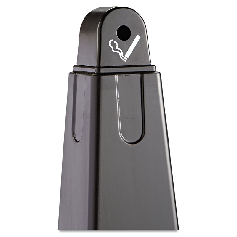 Rubbermaid Groundskeeper Cigarette Waste Collector, Pyramid, 1 Gal, Plastic/Steel, Black - RCP257088BLA