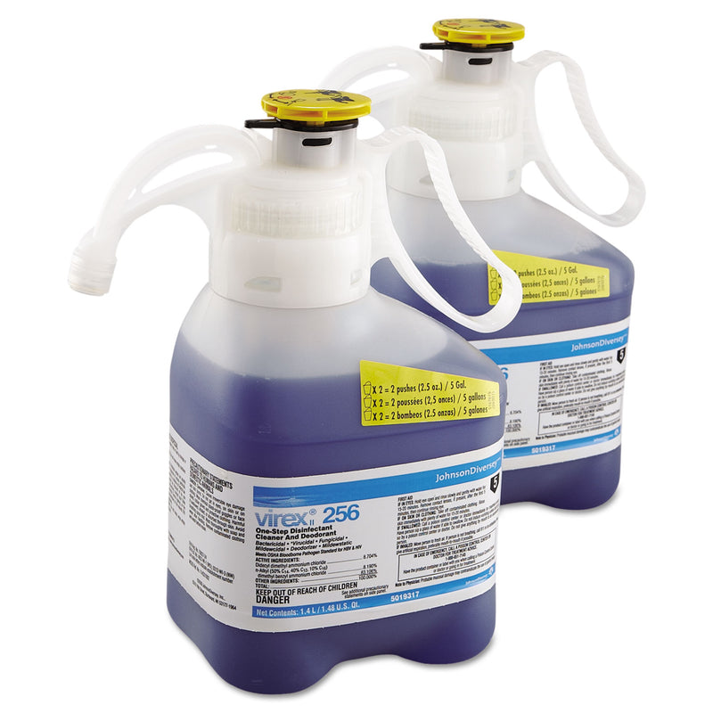 Diversey Virex Ii 256 One-Step Disinfectant Cleaner Deodorant, Mint, 1.4L, 2 Bottles/Ct - DVO5019317