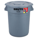 Rubbermaid Brute Container With Lid, Round, Plastic, 32 Gal, Gray - RCP863292GRA