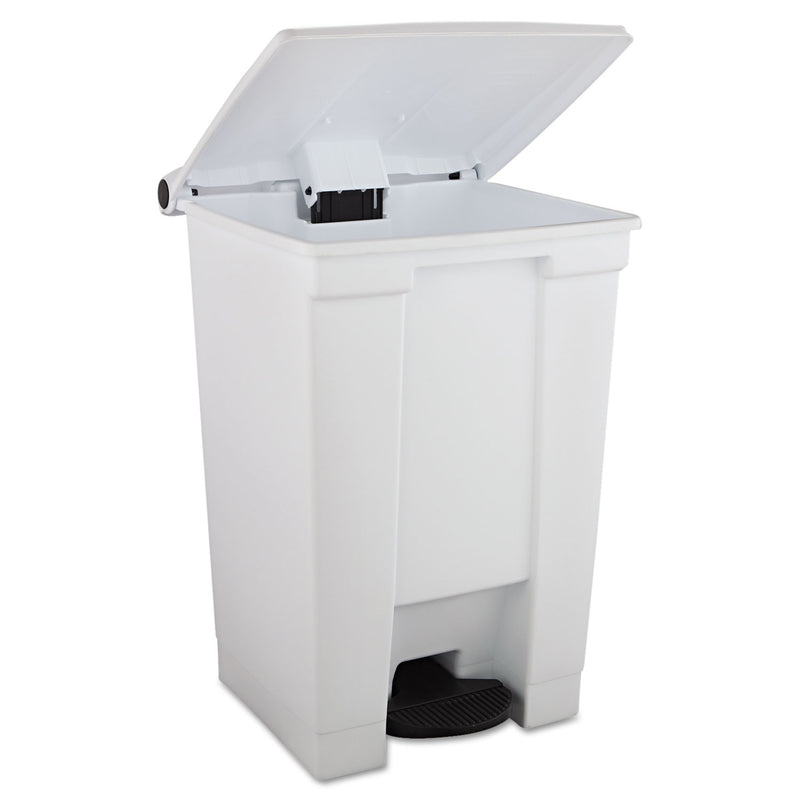 Rubbermaid Indoor Utility Step-On Waste Container, Square, Plastic, 12 Gal, White - RCP6144WHI