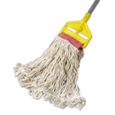 Rubbermaid Web Foot Wet Mop, Cotton/Synthetic, White, Large, 5" Red Headband, 6/Carton - RCPA153WHI