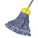 Rubbermaid Web Foot Wet Mop Head, Shrinkless, Cotton/Synthetic, Blue, Medium, 6/Carton - RCPA212BLU