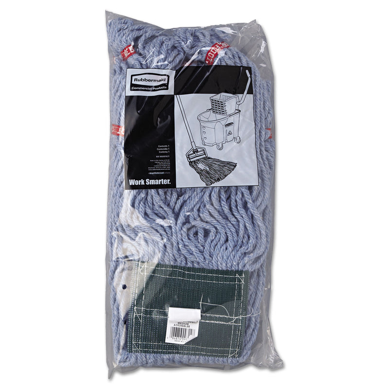 Rubbermaid Web Foot Wet Mop Head, Shrinkless, Cotton/Synthetic, Blue, Medium, 6/Carton - RCPA252BLU