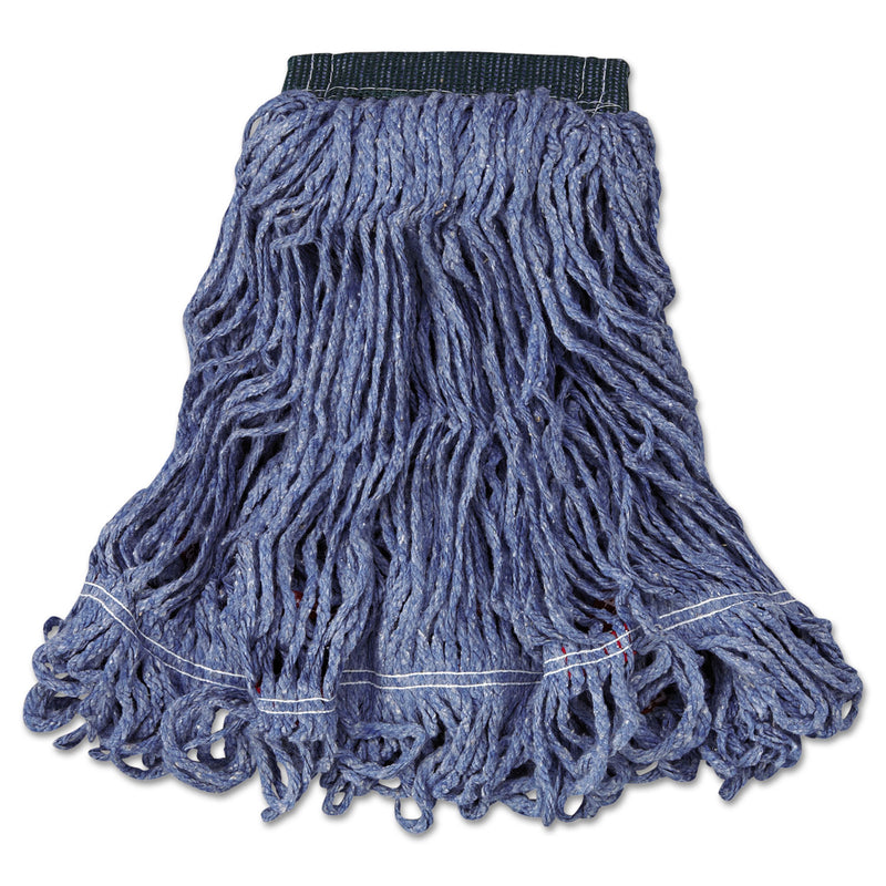 Rubbermaid Swinger Loop Wet Mop Head, Medium, Cotton/Synthetic, Blue, 6/Carton - RCPC152BLU
