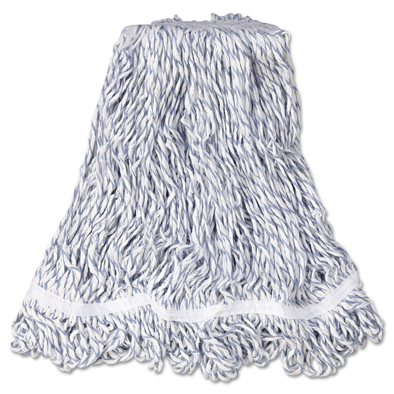 Rubbermaid Web Foot Finish Mop, White, Med, Cotton/Synthetic, 1". White Headband, 6/Carton - RCPA412