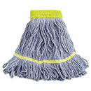 Boardwalk Super Loop Wet Mop Head, Cotton/Synthetic Fiber, 5" Headband, Small Size, Blue, 12/Carton - BWK501BL