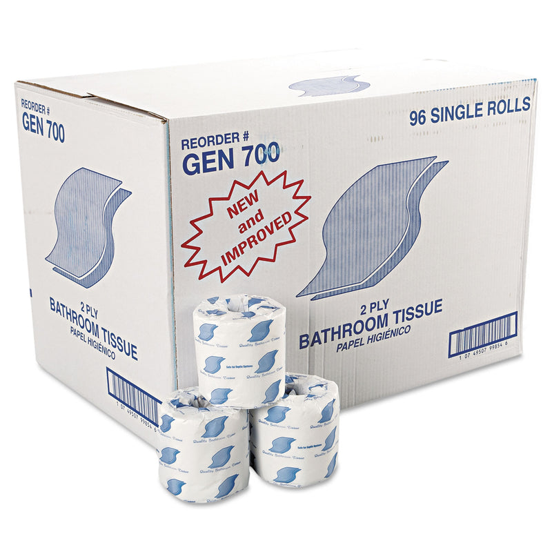 GEN Bath Tissue, Wrapped, Septic Safe, 2-Ply, White, 420 Sheets/Roll, 96 Rolls/Carton - GEN700