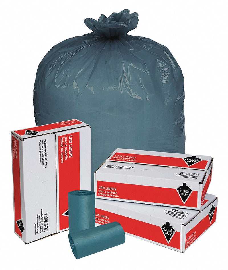 Tough Guy Trash Bag, 55 gal., Super Hexene HAO, Coreless Roll, Magnum Blue, PK 100 - 15E493