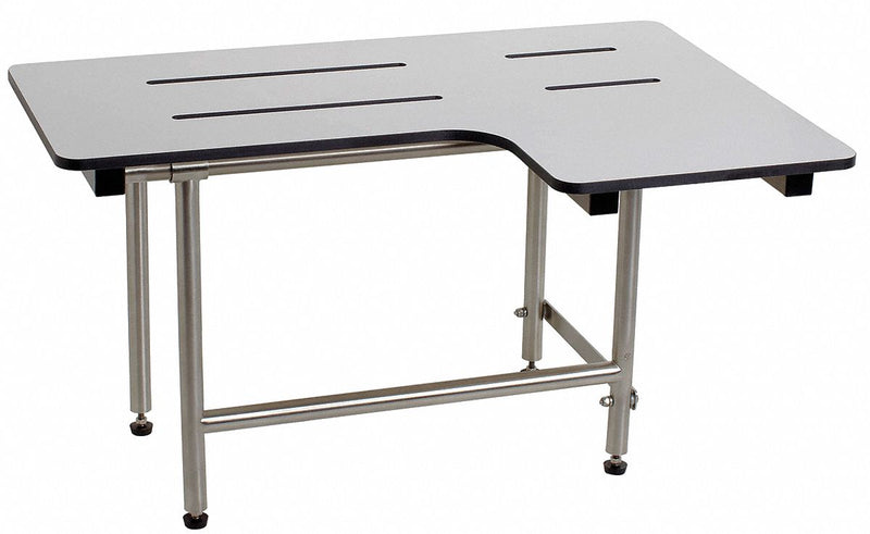 WingIts Length 32", Fold Down Legs, Phenolic, ADA L-Shape Reversible Shower Seat, White - WSLX320225PWREV