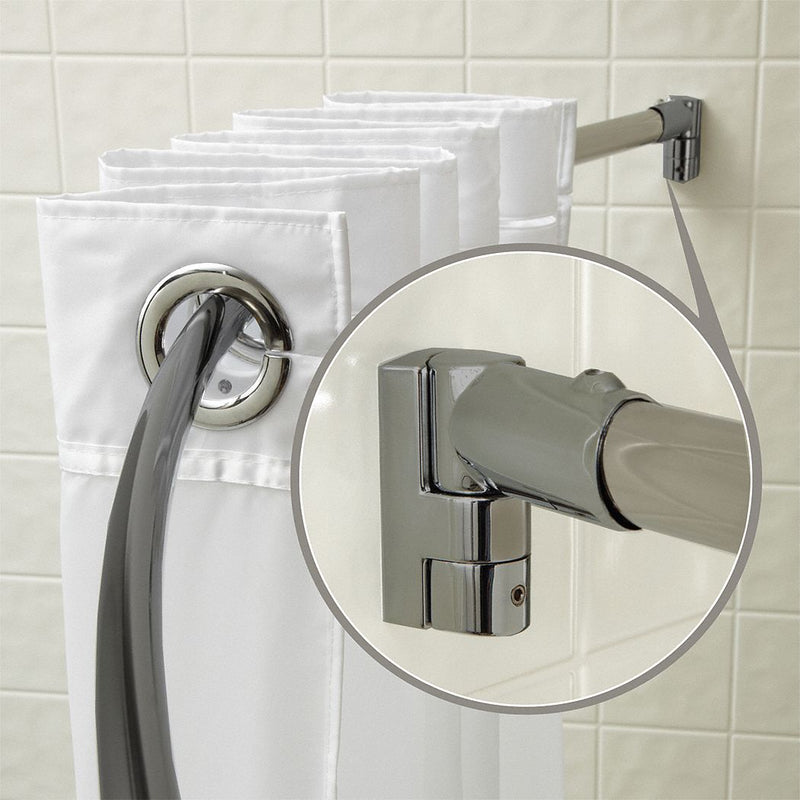 WingIts 57-3/4"L x 1" x 3/4"D Satin Curved Shower Rod, Includes: Pivot Brackets and Hardware - WOCSN5-6SP