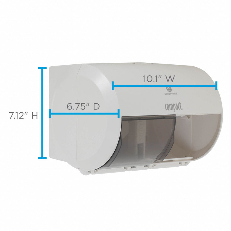Georgia-Pacific Toilet Paper Dispenser, Compact(R), White, Coreless, (2) Rolls Dispenser Capacity, Plastic - 56797A