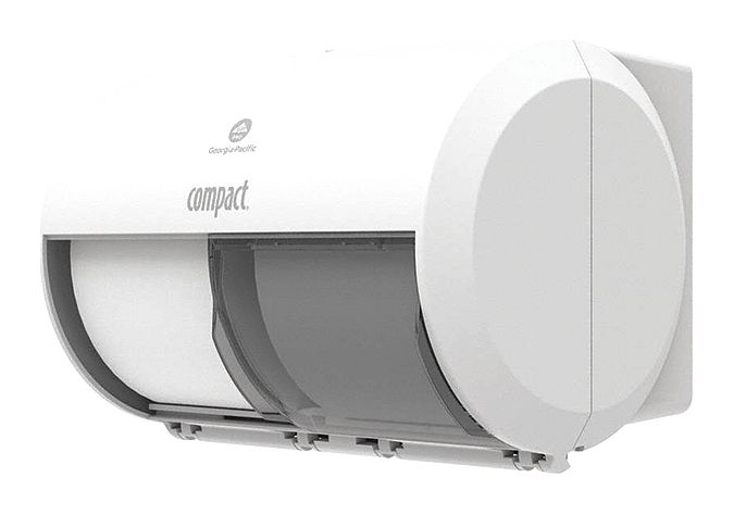 Georgia-Pacific Toilet Paper Dispenser, Compact(R), White, Coreless, (2) Rolls Dispenser Capacity, Plastic - 56797A
