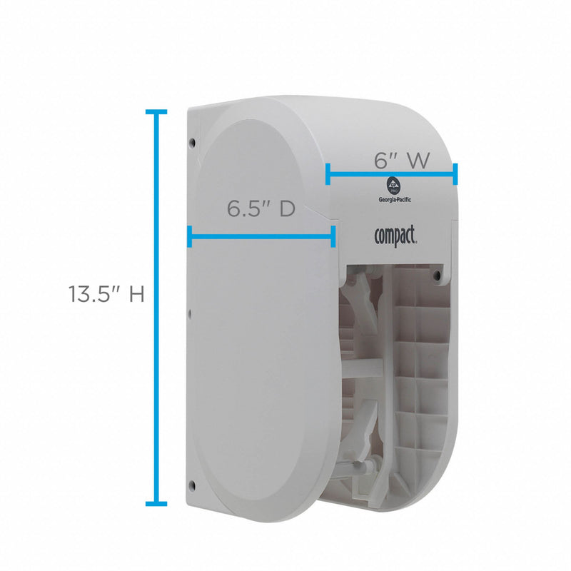 Georgia-Pacific Toilet Paper Dispenser, Compact(R), White, Coreless, (2) Rolls Dispenser Capacity, Plastic - 56767A