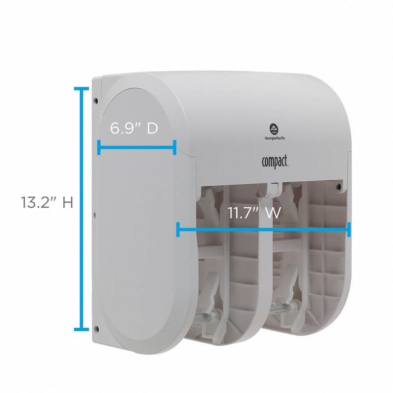 Georgia-Pacific Toilet Paper Dispenser, Compact(R), White, Coreless, (4) Rolls Dispenser Capacity, Plastic - 56747A