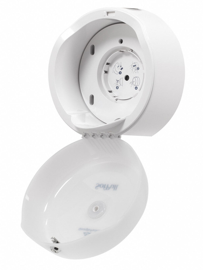 Georgia-Pacific Toilet Paper Dispenser, SofPull(R), White, Center Pull, (1) Roll Dispenser Capacity, Plastic - 56507
