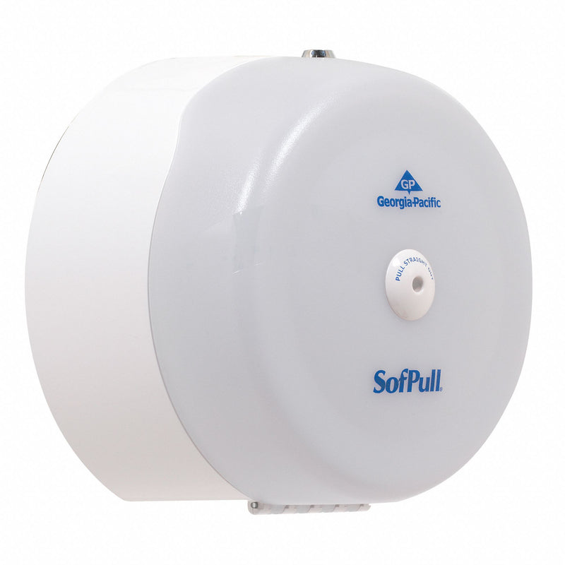 Georgia-Pacific Toilet Paper Dispenser, SofPull(R), White, Center Pull, (1) Roll Dispenser Capacity, Plastic - 56507
