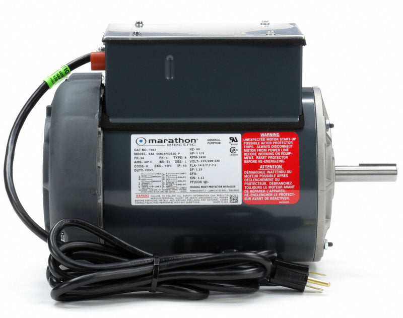 Marathon Motors 1 1/2 HP Power Tool Motor,Capacitor-Start,3450 Nameplate RPM,115/208-230 Voltage,Frame 56 - 056B34F5332