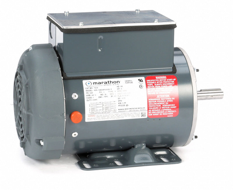 Marathon Motors 2 HP Power Tool Motor,Capacitor-Start,3450 Nameplate RPM,115/230 Voltage,Frame 56H - 056B34F5333