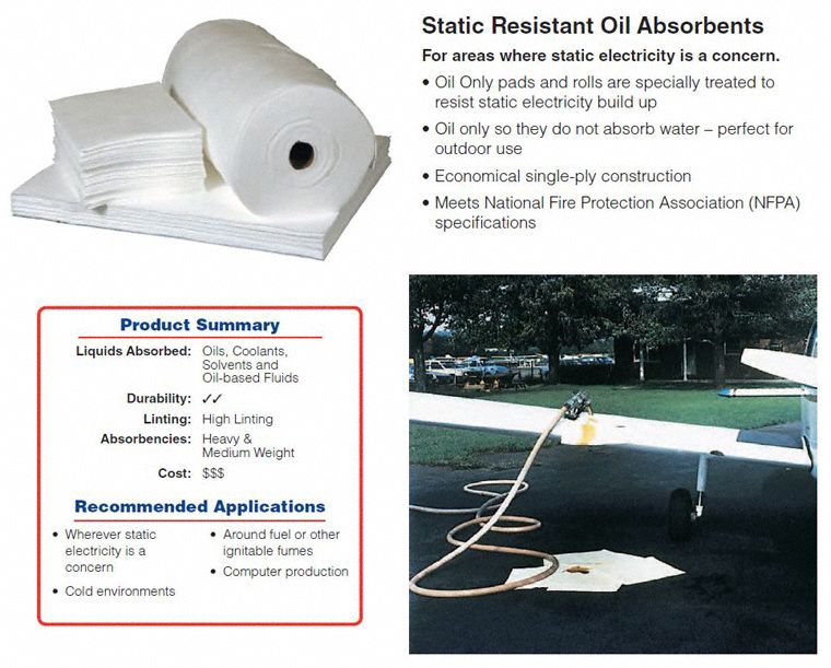 Brady 19 in Absorbent Pad, Fluids Absorbed: Oil-Based Liquids, Medium, 26 gal, 100 PK - SR100