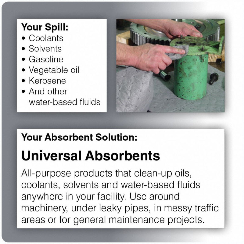 Brady Absorbent Sock, Universal, 40.6 gal, 3 ft 6 in - BSC20