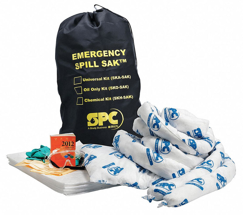 Brady Spill Kit/Station, Bag, Oil-Based Liquids, 9 gal - SKO-SAK