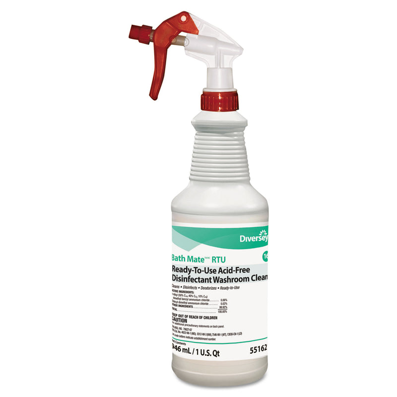 Diversey Bath Mate Acid-Free Rtu Disinfectant/Cleaner, Fresh, 32Oz Spray Bottle, 12/Ct - DVO5516217