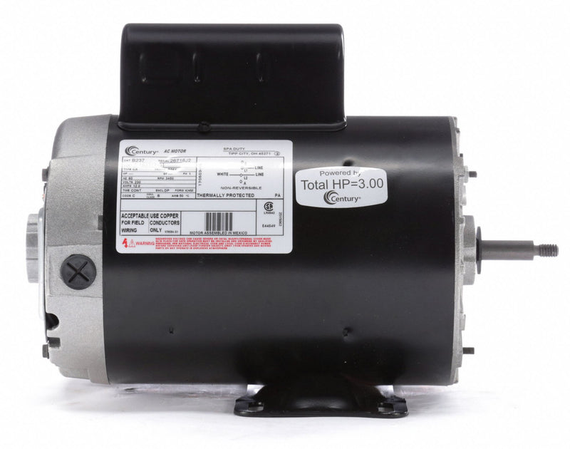 Century 3 HP Pool and Spa Pump Motor, Permanent Split Capacitor, 230V, 56Y Frame - B237