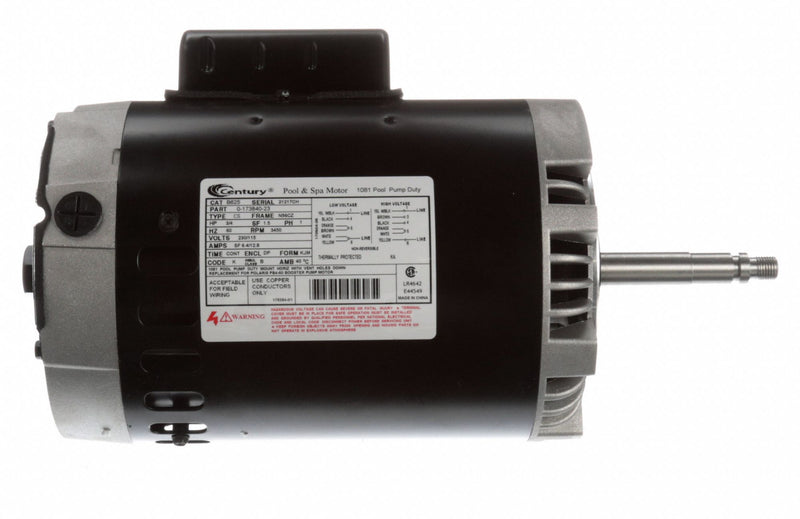 Century 3/4 HP Pool and Spa Pump Motor, Capacitor-Start, 115/230V, 56CZ Frame - B625