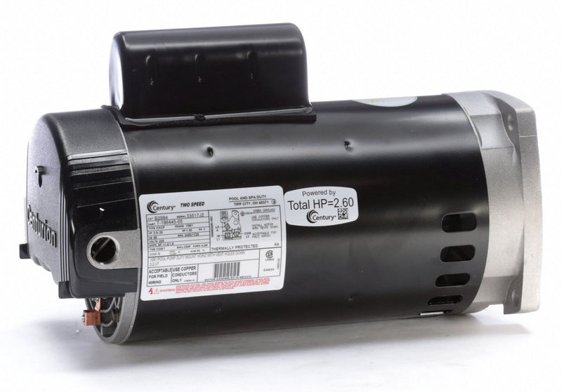 Century 2; 1/4 HP Square Flange Pool Pump Motor, Capacitor-Start/Run, 3450/1725 Nameplate RPM, 230 Voltage, - B2984