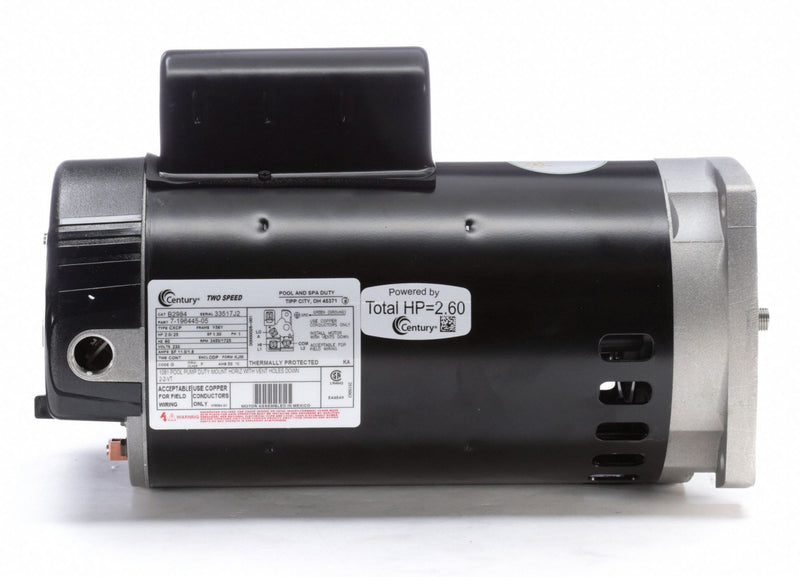 Century 2; 1/4 HP Square Flange Pool Pump Motor, Capacitor-Start/Run, 3450/1725 Nameplate RPM, 230 Voltage, - B2984