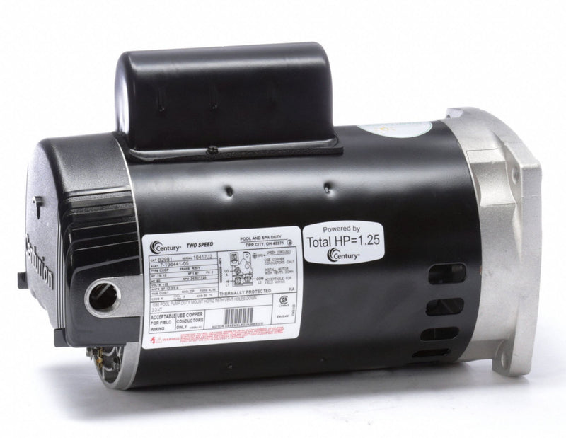 Century 3/4; 1/10 HP Square Flange Pool Pump Motor, Capacitor-Start/Run, 3450/1725 Nameplate RPM, 115 Voltag - B2981