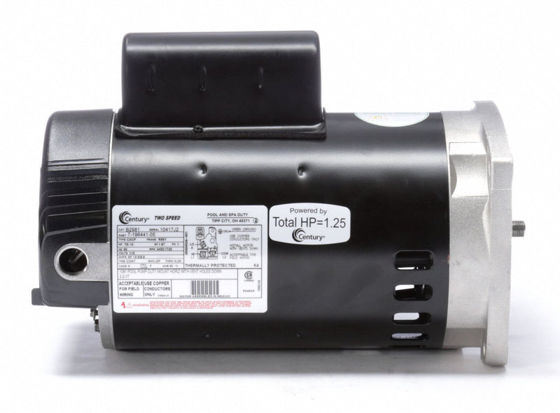 Century 3/4; 1/10 HP Square Flange Pool Pump Motor, Capacitor-Start/Run, 3450/1725 Nameplate RPM, 115 Voltag - B2981