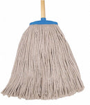 Tough Guy Cotton String Wet Mop Head and Handle, Screw On, Beige, 60 in Handle Length - 16W217