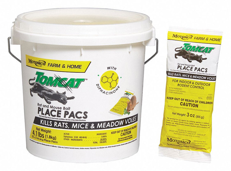 Tomcat Rodenticide, Pellets, 4.1 lb., Diphacinone, Includes (22) 3 oz. Pacs - 32360