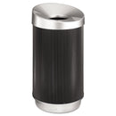 Safco At-Your-Disposal Vertex Receptacle, Round, Polyethylene, 38 Gal, Black/Chrome - SAF9799BL