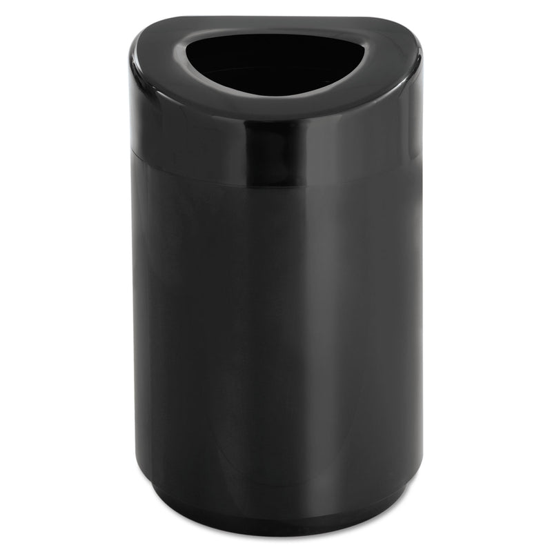 Safco Open Top Round Waste Receptacle, Steel, 30 Gal, Black - SAF9920BL