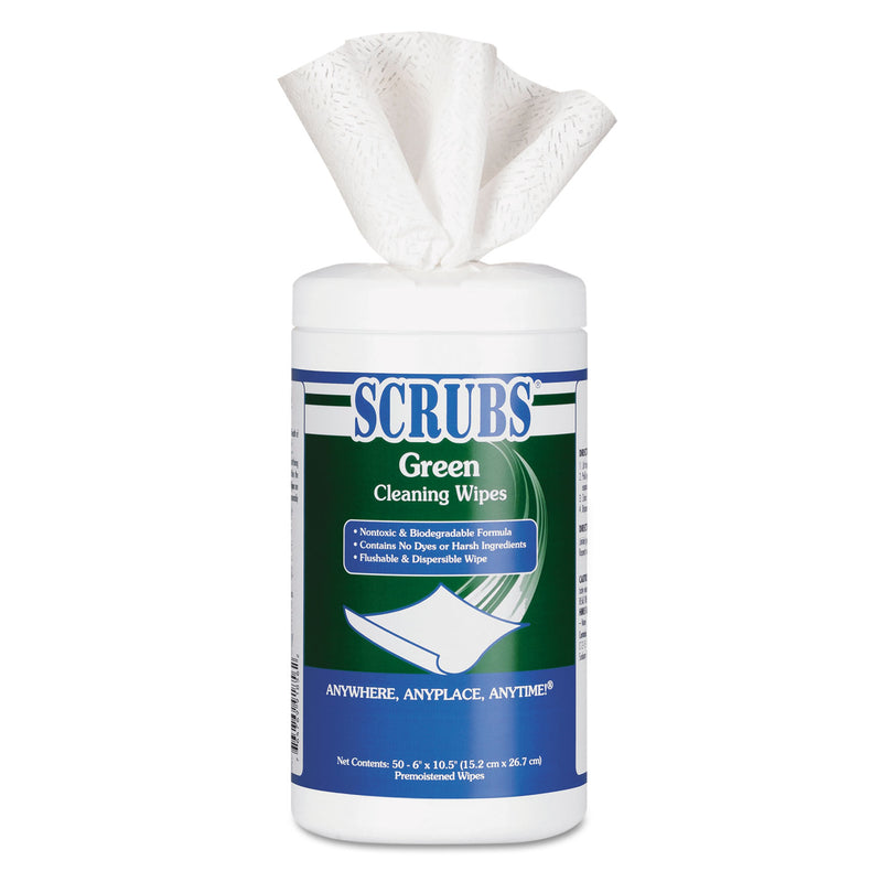 Scrubs Green Cleaning Wipes, 6 X 10.5, 50/Container, 6 Containers/Carton - ITW91856CT
