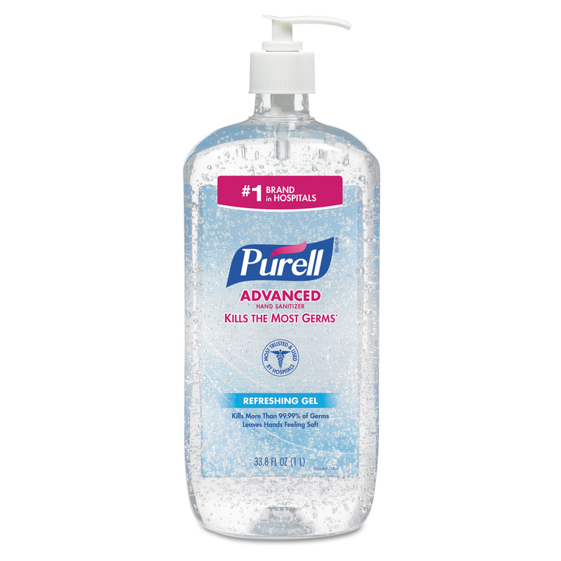 Purell Advanced Hand Sanitizer Refreshing Gel, Clean Scent, 1 L, 4/Carton - GOJ308004CMR